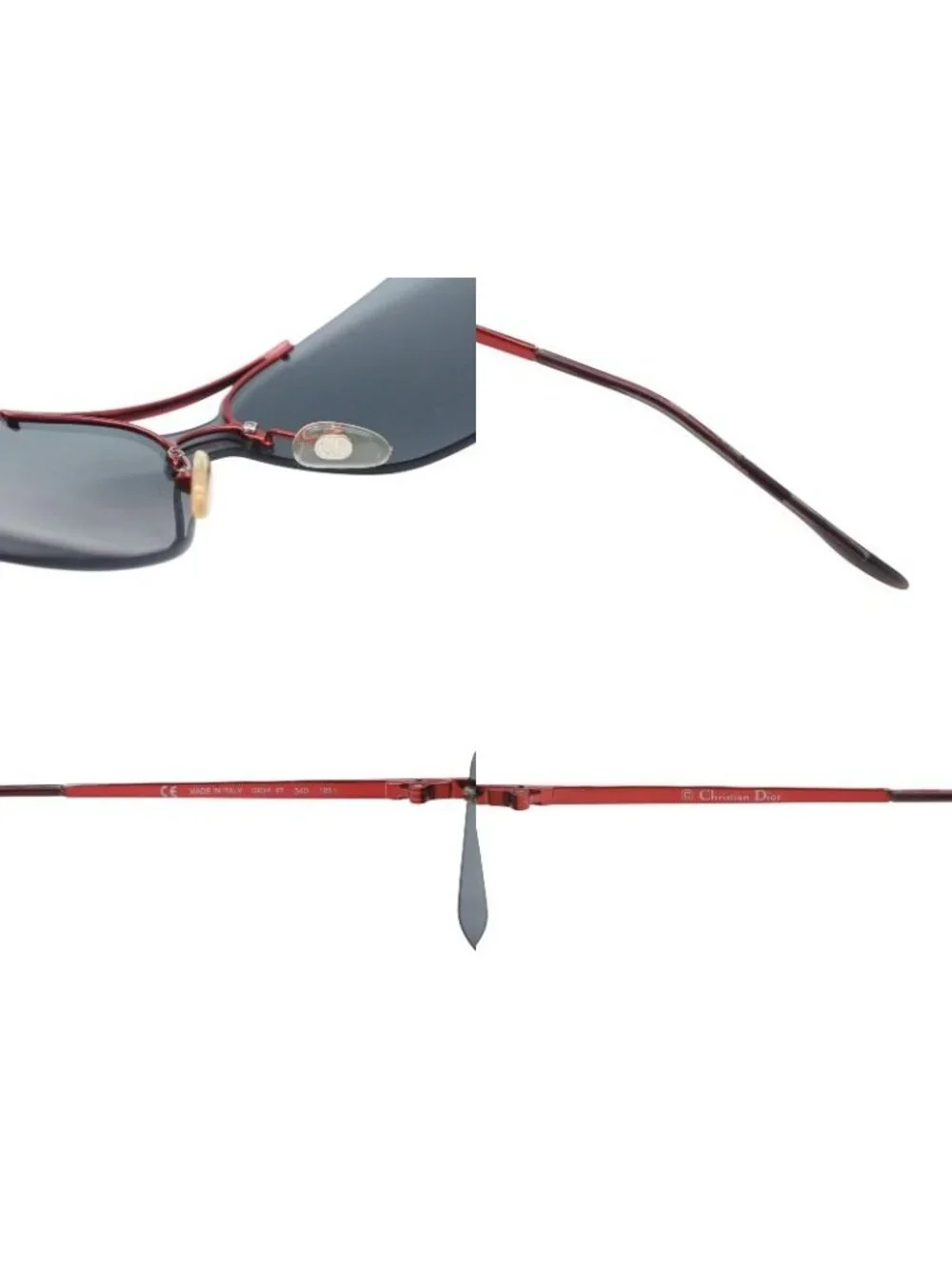 Dior Sunglasses 47 Rhinestone Metal Red Eyewear